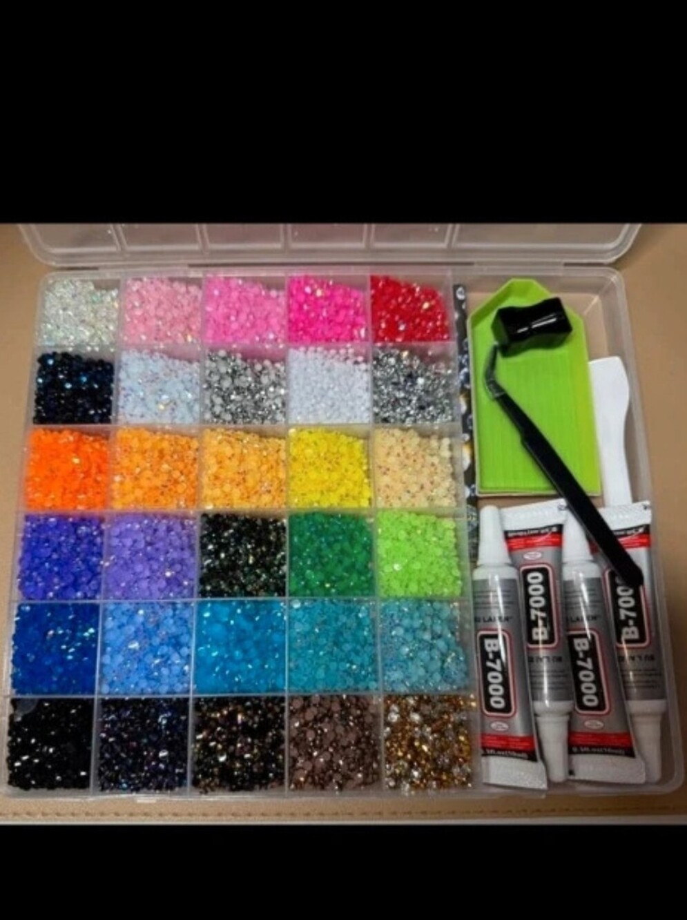 Crystal Rhinestone Kit with Adhesive and Tools - Multicolor